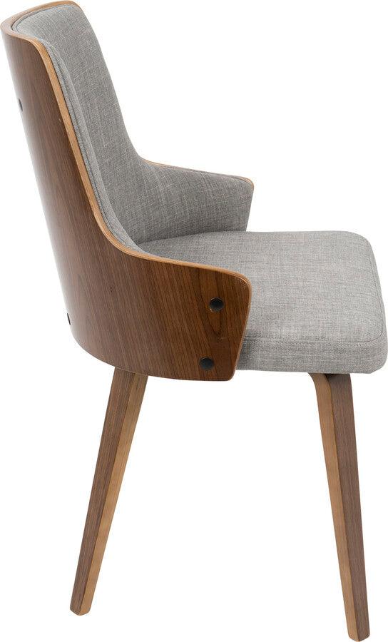 Lumisource Dining Chairs - Stella Mid-Century Modern Dining/Accent Chair in Walnut with Light Grey Fabric - Set of 2