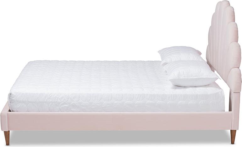Wholesale Interiors Beds - Odille Queen Bed Light Pink & Walnut