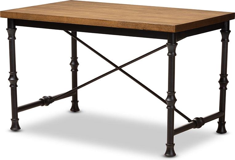 Wholesale Interiors Desks - Verdin Vintage Rustic Industrial Style Wood and Dark Bronze-finished Criss Cross Desk