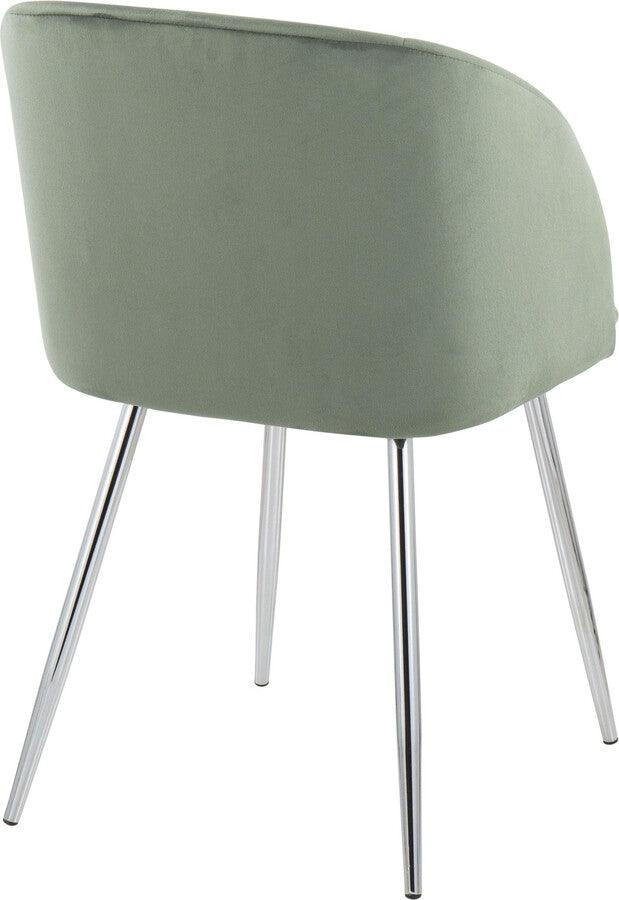 Lumisource Accent Chairs - Fran Contemporary Chair In Chrome & Sage Green Velvet (Set of 2)