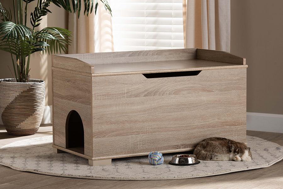 Wholesale Interiors Cat Litter Box - Mariam Oak Finished Wood Cat Litter Box Cover House