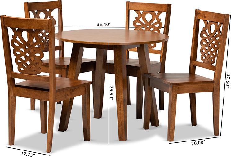 Wholesale Interiors Dining Sets - Mina Walnut Brown Finished Wood 5-Piece Dining Set