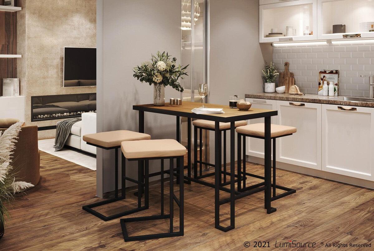 Lumisource Dining Sets - Roman 5-Piece Industrial Counter Height Dining Set in Grey & Camel