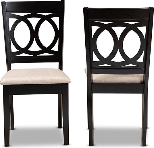 Wholesale Interiors Dining Chairs - Lenoir Sand Fabric Upholstered Espresso Brown Finished Wood 2-Piece Dining Chair Set Set