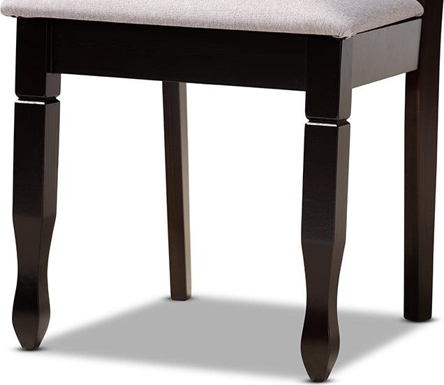 Wholesale Interiors Dining Sets - Lanier Grey Fabric Upholstered and Dark Brown Finished Wood 7-Piece Dining Set