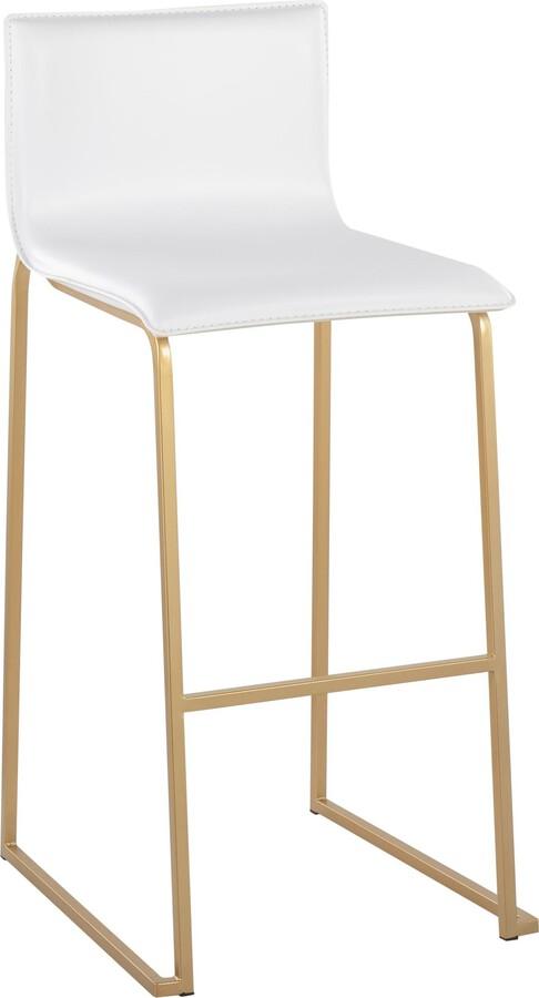 Lumisource Barstools - Mara Barstool In Gold Steel & White Faux Leather (Set of 2)