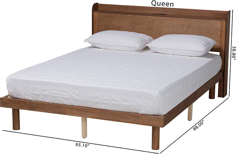 Wholesale Interiors Beds - Decker Mid-Century Modern Walnut Brown Finished Wood Full Size Platform Bed