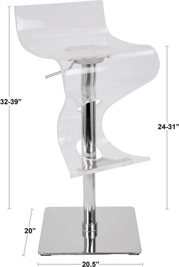 Lumisource Barstools - Viva Contemporary Adjustable Barstool with Swivel in Clear Acrylic