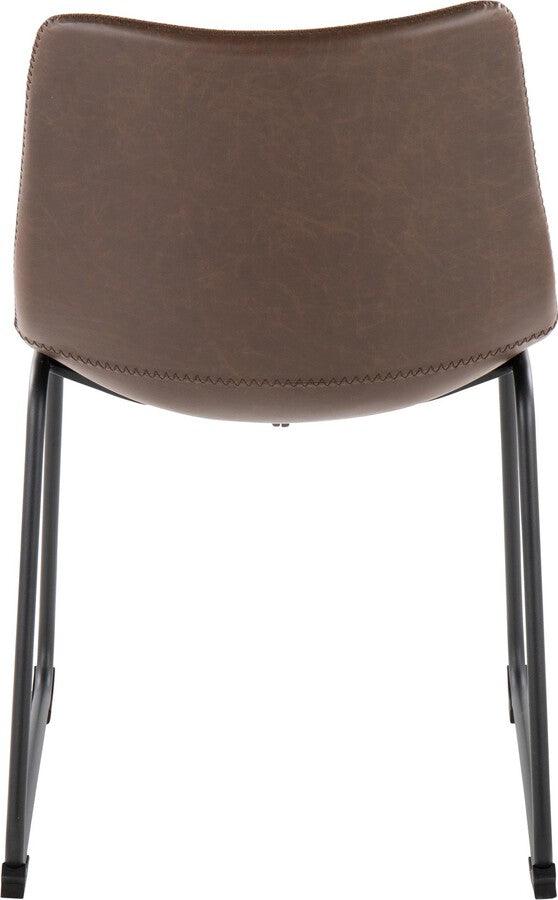 Lumisource Accent Chairs - Duke Industrial Side Chair In Black Steel & Espresso Faux Leather (Set of 2)