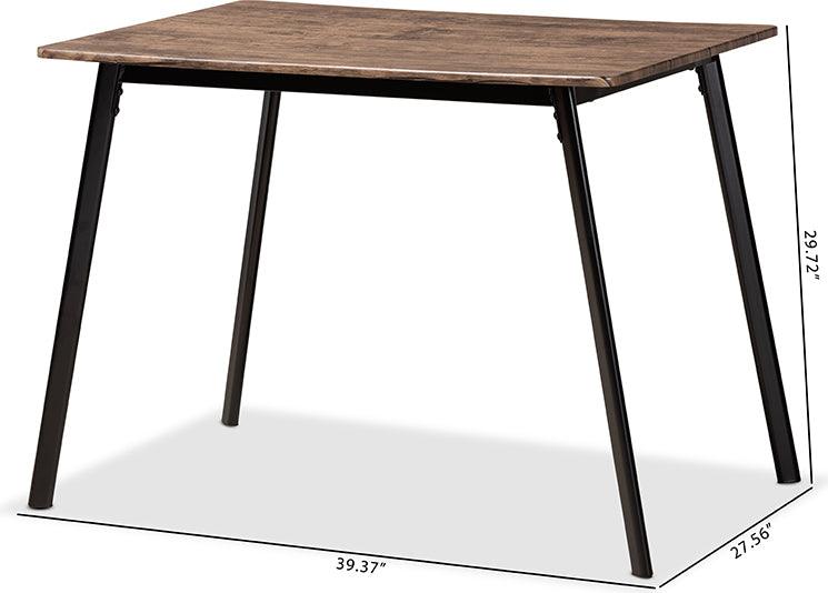 Wholesale Interiors Dining Tables - Calder Mid-Century Modern Walnut Brown Finished Wood and Black Metal Dining Table