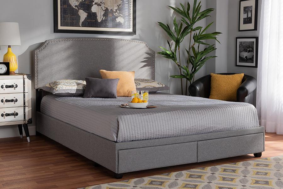 Wholesale Interiors Beds - Larese King Storage Bed Light Gray & Black
