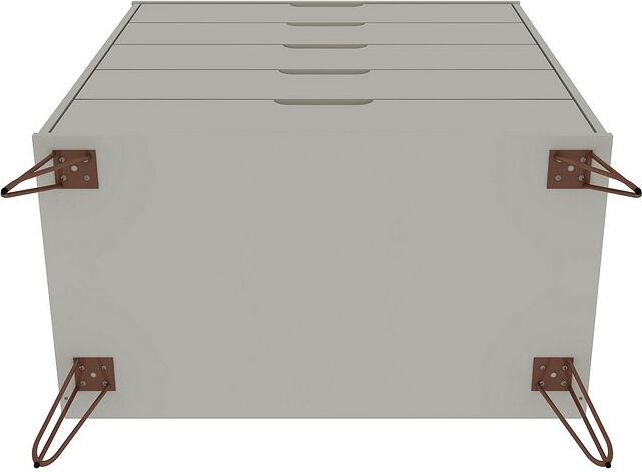 Manhattan Comfort Dressers - Rockefeller 5-Drawer Tall Dresser with Metal Legs in Off White & Nature