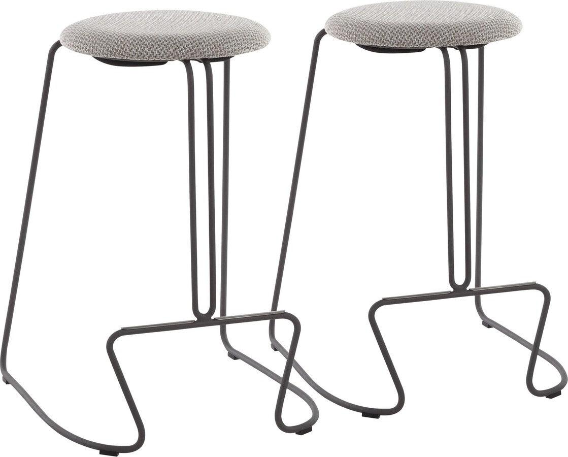 Lumisource Barstools - Finn Contemporary Counter Stool in Grey Steel and Light Grey Fabric - Set of 2