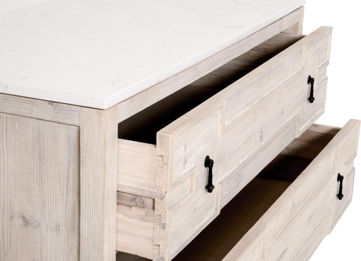 Essentials For Living Buffets & Cabinets - Emerie Entry Cabinet White Wash Pine, White Quartz