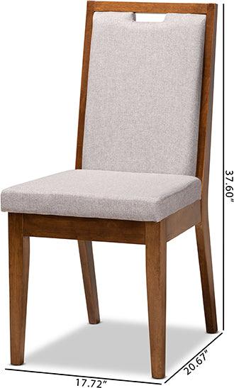 Wholesale Interiors Dining Chairs - Octavia Grey Fabric Upholstered and Walnut Brown Finished Wood 2-Piece Dining Chair Set