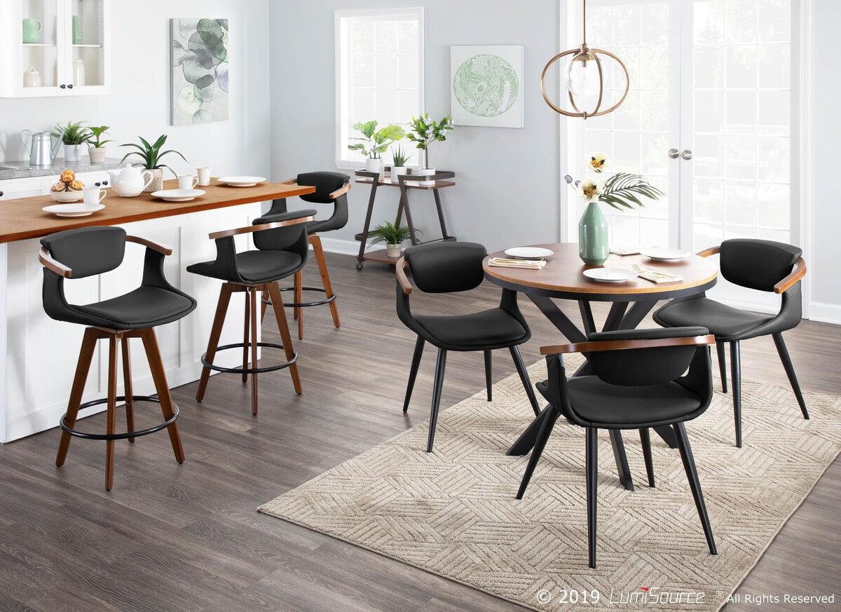 Lumisource Accent Chairs - Oracle Chair 29" Black PU & Walnut Bamboo