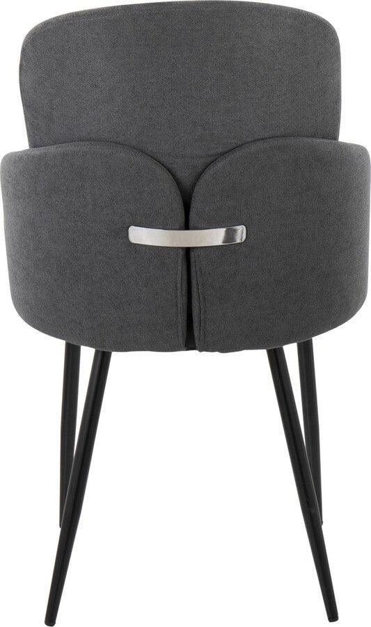 Lumisource Dining Chairs - Dahlia Contemporary Dining Chair In Black Metal & Grey Fabric With Chrome Accent (Set of 2)