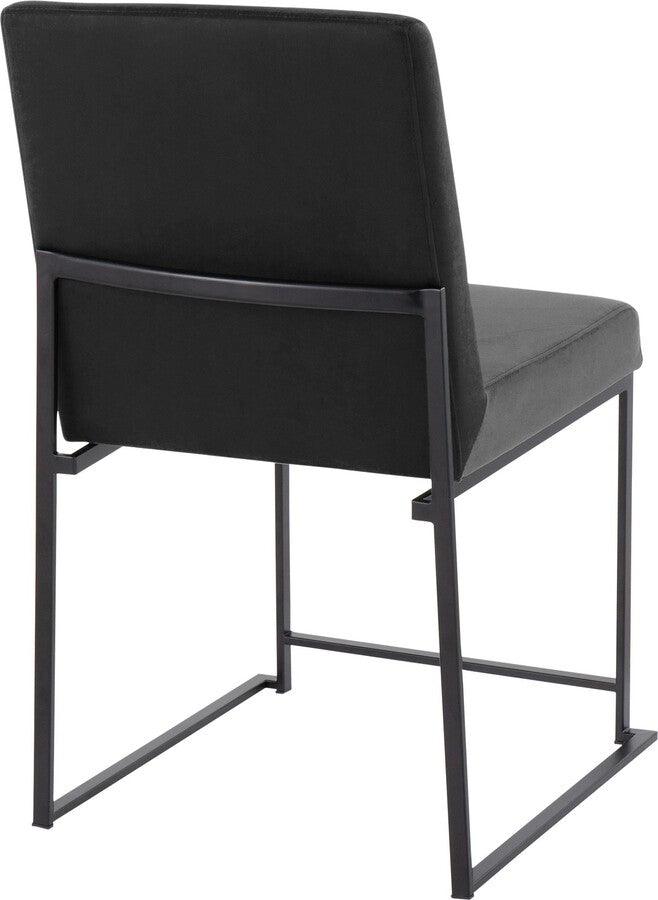 Lumisource Dining Chairs - High Back Fuji Contemporary Dining Chair In Black Steel & Black Velvet (Set of 2)