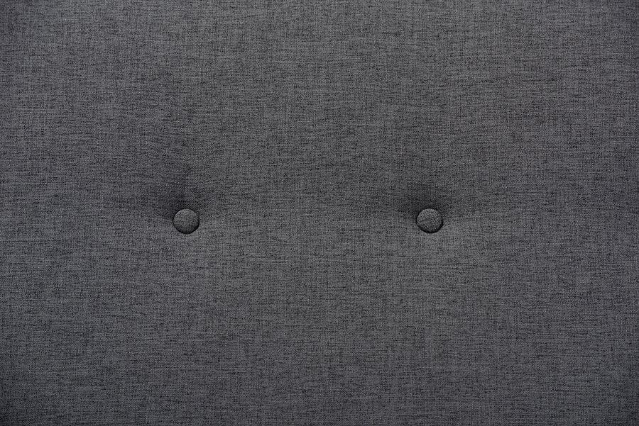 Wholesale Interiors Benches - Theo Mid-Century Modern Dark Grey Fabric Upholstered Walnut Finished Bench