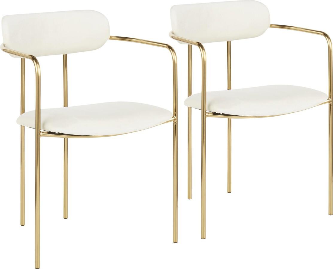 Lumisource Dining Chairs - Demi Contemporary Chair in Gold Metal & Cream Velvet - Set of 2