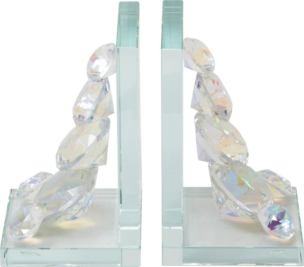 Sagebrook Home Bookends - Crystal Diamond Bookends Rainbow ( Set Of 2 )
