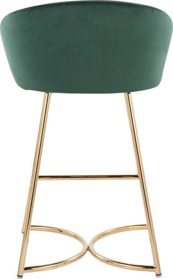 Lumisource Barstools - Cece /Glam Counter Stool In Gold Steel & Green Velvet (Set of 2)