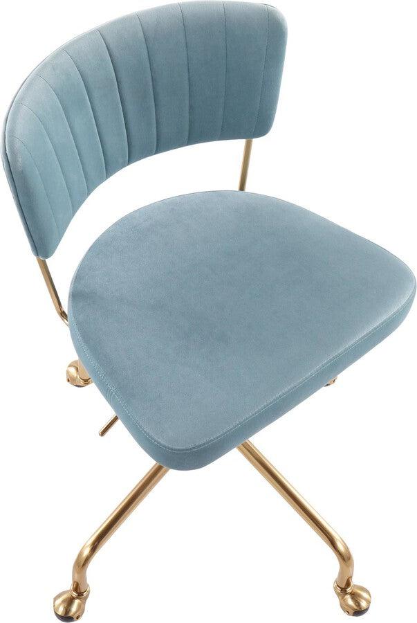 Lumisource Task Chairs - Tania Contemporary Task Chair in Gold Metal & Light Blue Velvet