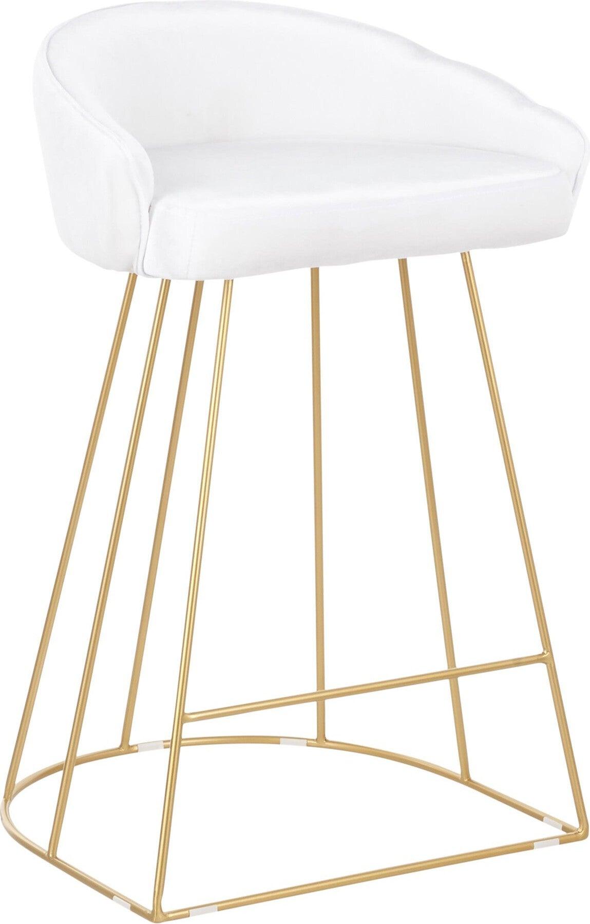 Lumisource Barstools - Canary Counter Stool (Set of 2) Gold & White Velvet