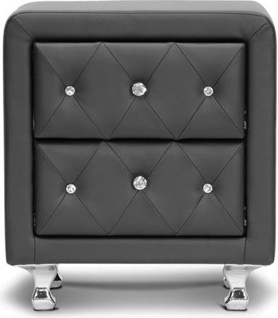 Wholesale Interiors Nightstands & Side Tables - Stella Crystal Tufted Nightstand Black