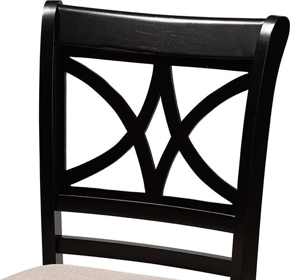 Wholesale Interiors Barstools - Chandler Sand Fabric Upholstered And Brown Finished Wood 2-Piece Counter Height Pub Chair Set
