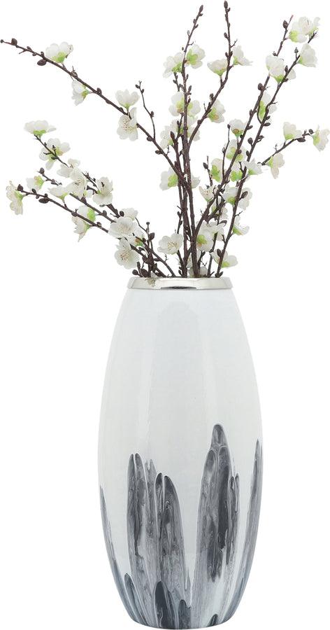 Sagebrook Home Vases - Glass 18"H Vase W/ Metal Ring White