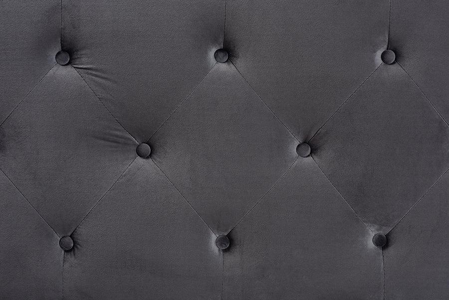 Wholesale Interiors Headboards - Leone Grey Velvet Fabric Upholstered Full Size Headboard