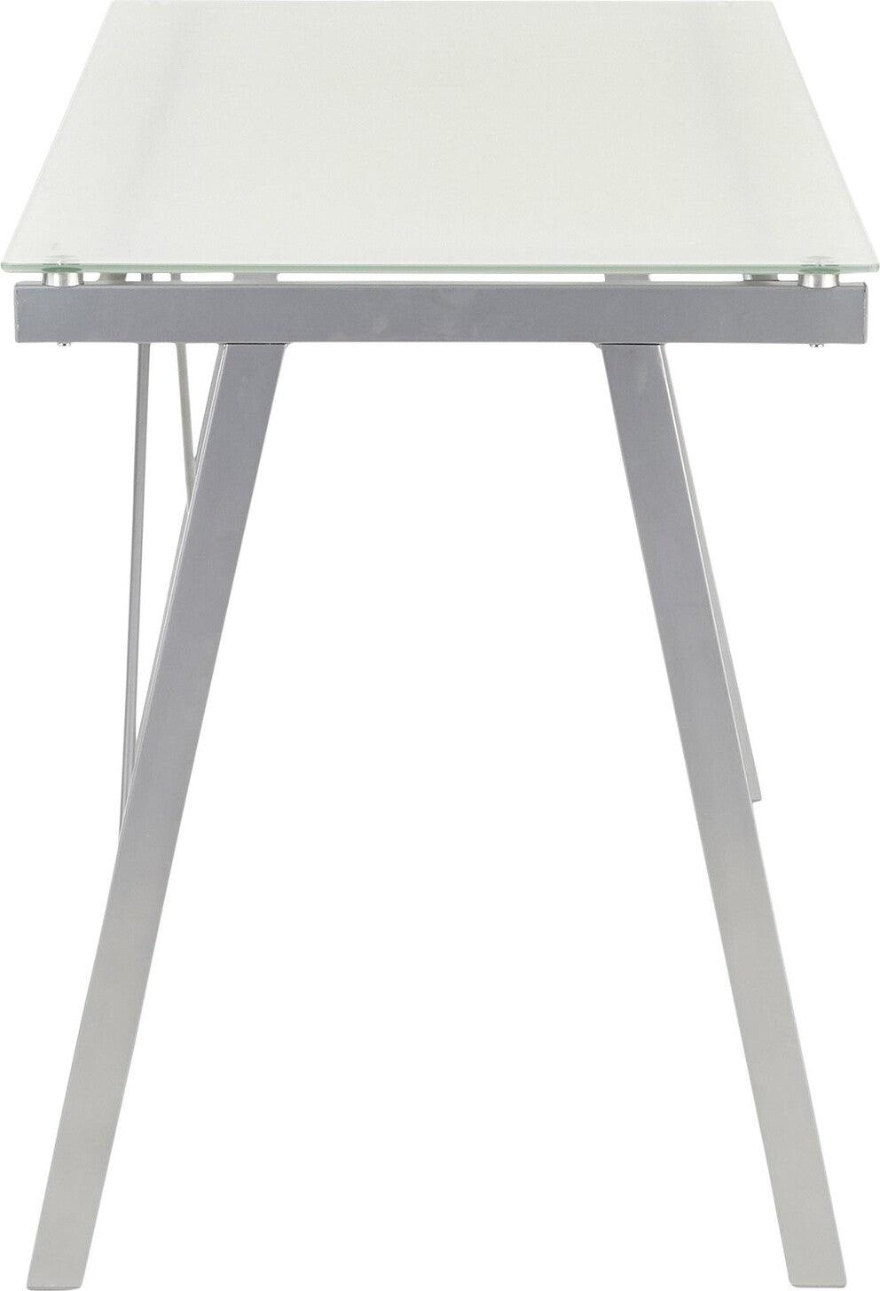 Lumisource Desks - Printed Office Desk White & Silver