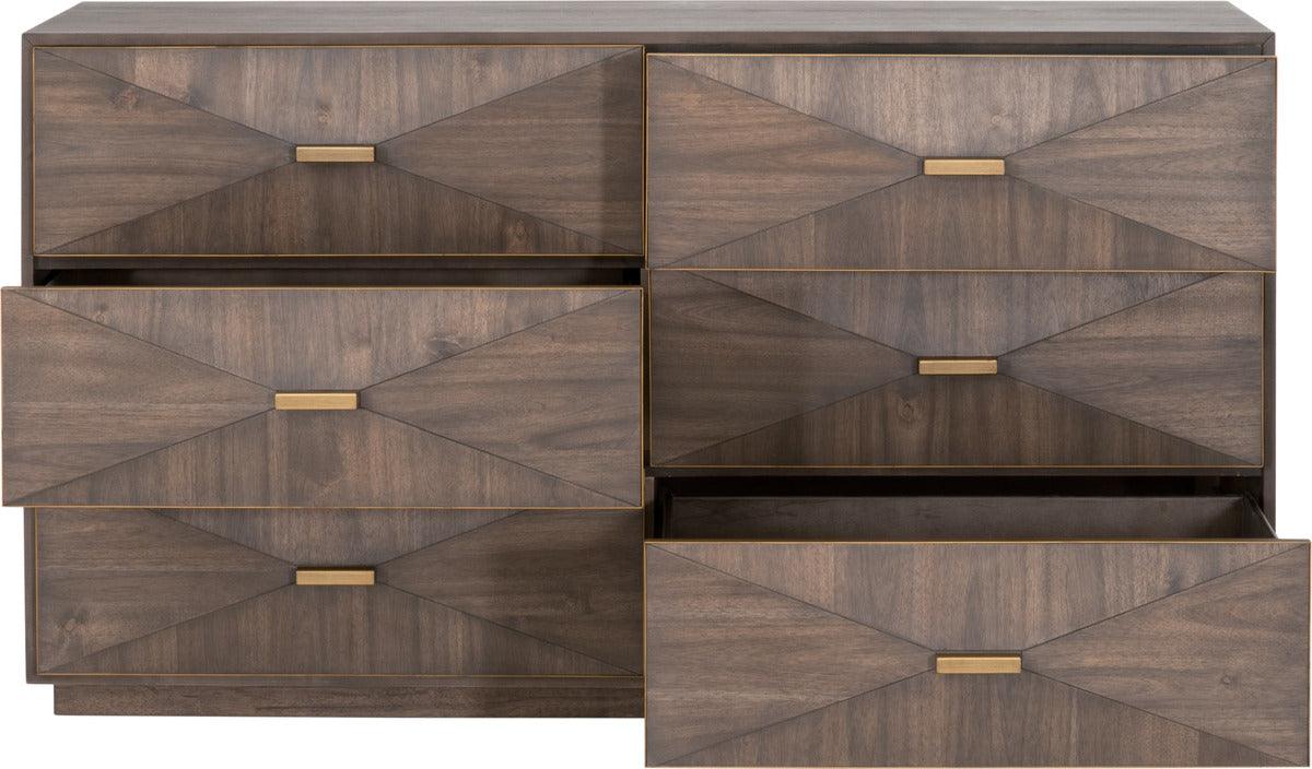 Essentials For Living Dressers - Wynn 6-Drawer Double Dresser Burnished Brown & Brushed Gold