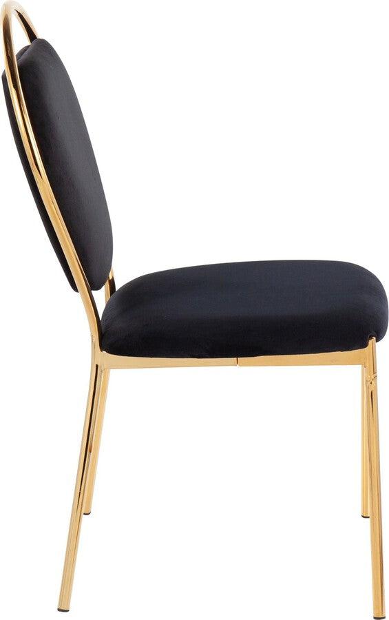 Lumisource Dining Chairs - Keyhole Contemporary/Glam Dining Chair In Gold Metal & Black Velvet (Set of 2)