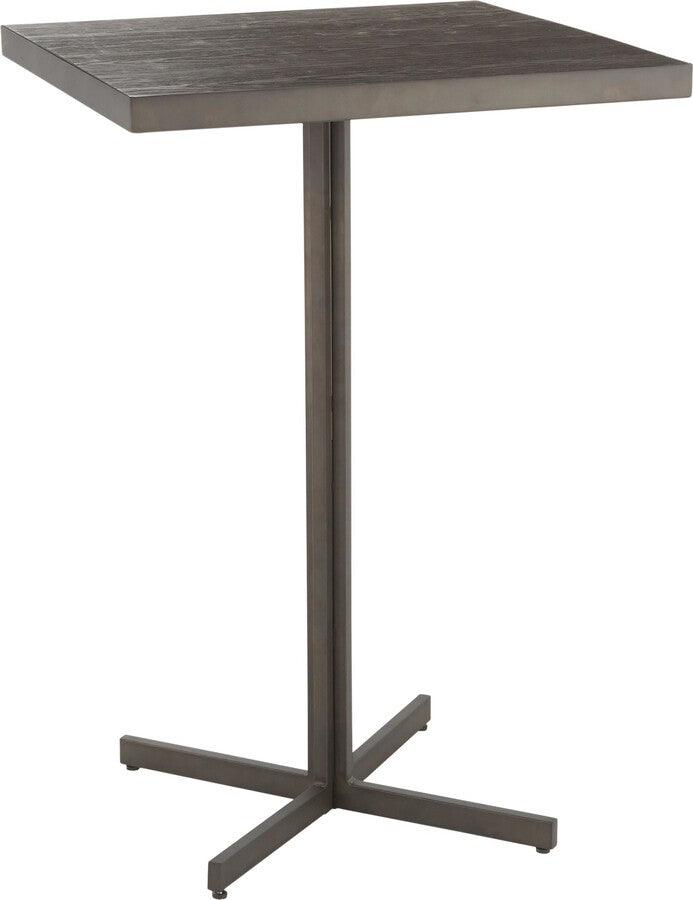 Lumisource Bar Tables - Fuji Industrial Bar Table in Antique Metal and Espresso Bamboo