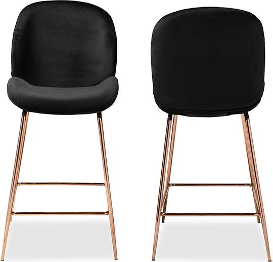 Wholesale Interiors Barstools - Lander Bar Stool Black & Rose Gold (Set of 2)