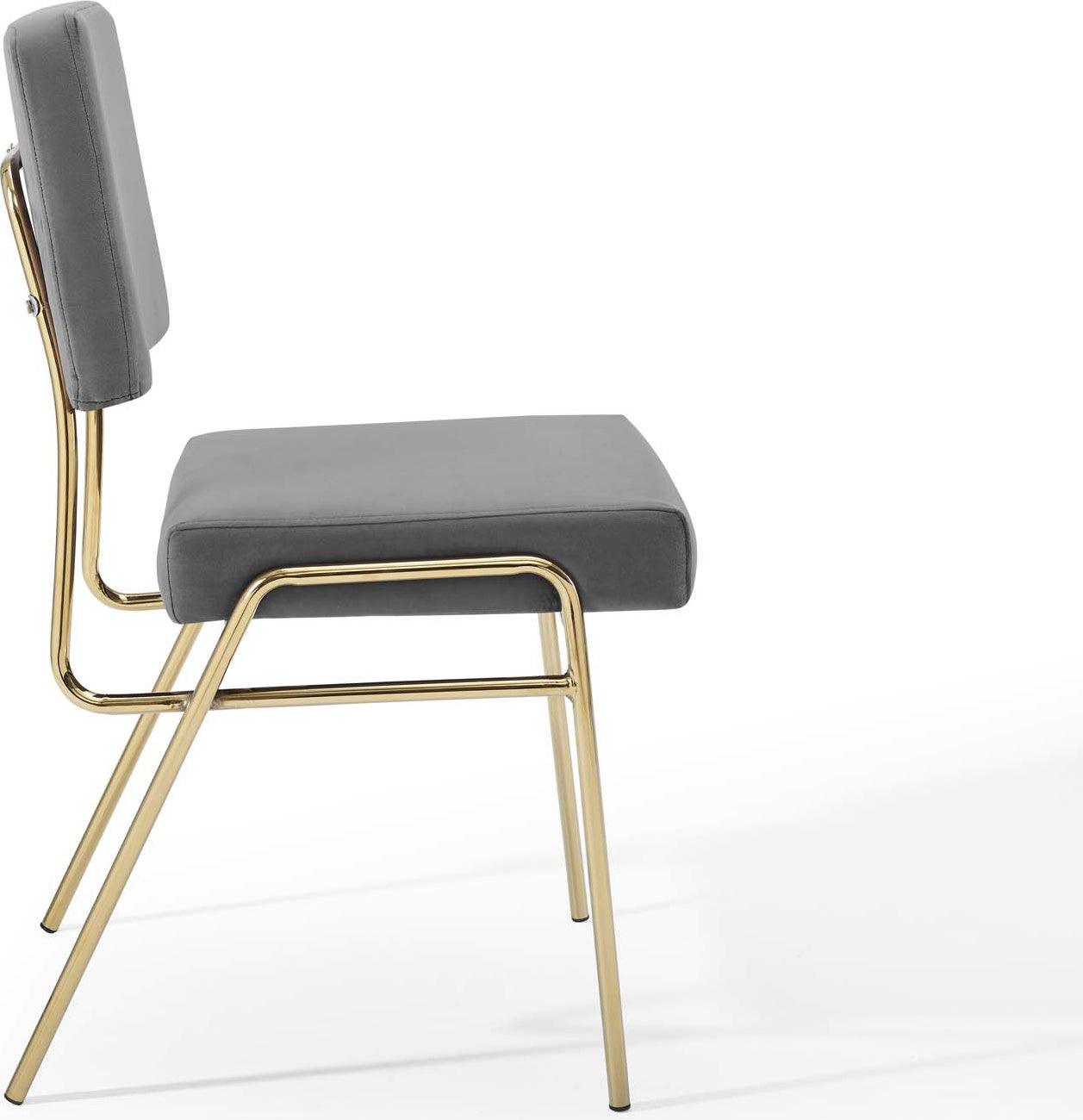 Modway Dining Chairs - Craft Dining Side Chair Performance Velvet Gold Gray (Set of 2)