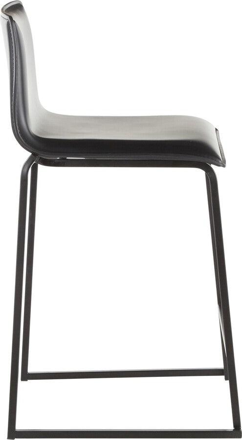 Lumisource Barstools - Mara 26" Contemporary Counter Stool in Black Metal and Black Faux Leather - Set of 2