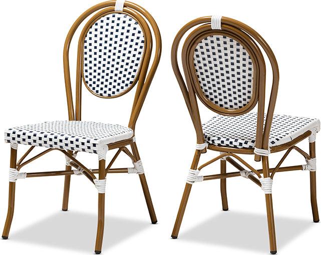 Wholesale Interiors Dining Chairs - Gauthier Navy & White Bistro Stackable Dining Chair Set of 2