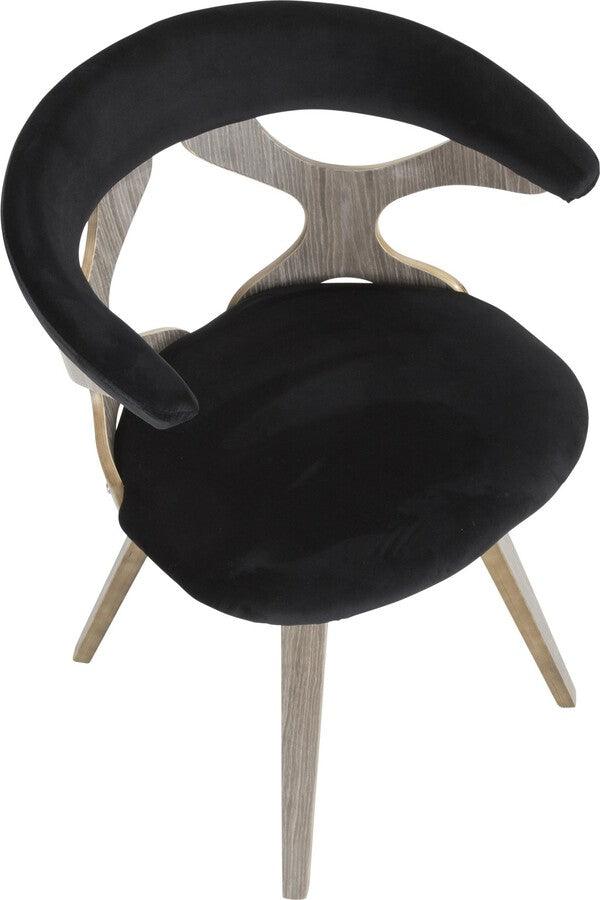 Lumisource Dining Chairs - Gardenia Mid-Century Modern Dining/Accent Chair with Swivel in Light Grey Wood & Black Velvet