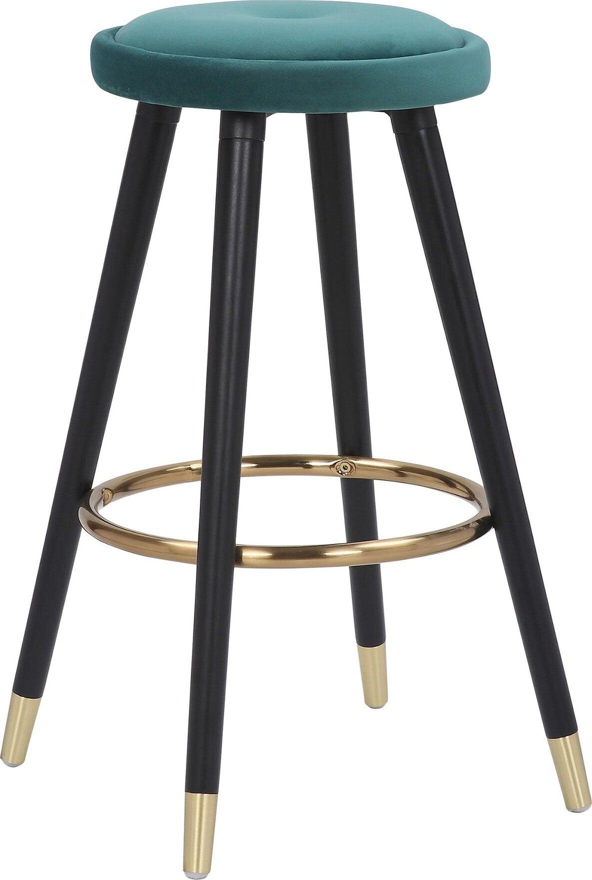 Lumisource Barstools - Cavalier Counter Stool (Set of 2) Black & Green Velvet