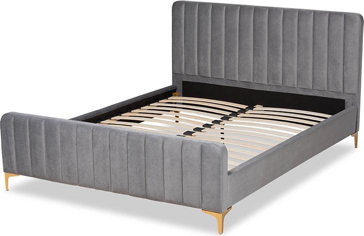 Wholesale Interiors Beds - Nami Full Bed Light Gray & Gold
