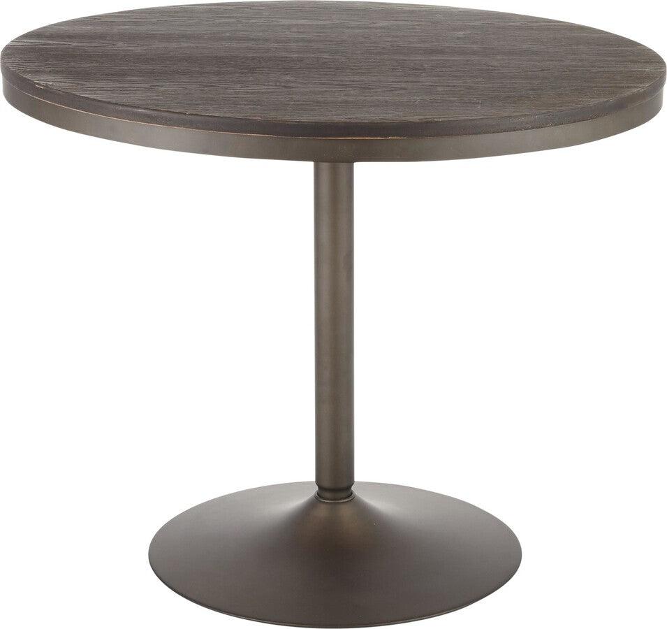 Lumisource Dining Tables - Dakota Industrial Dining Table in Antique Metal and Espresso Wood-Pressed Grain Bamboo