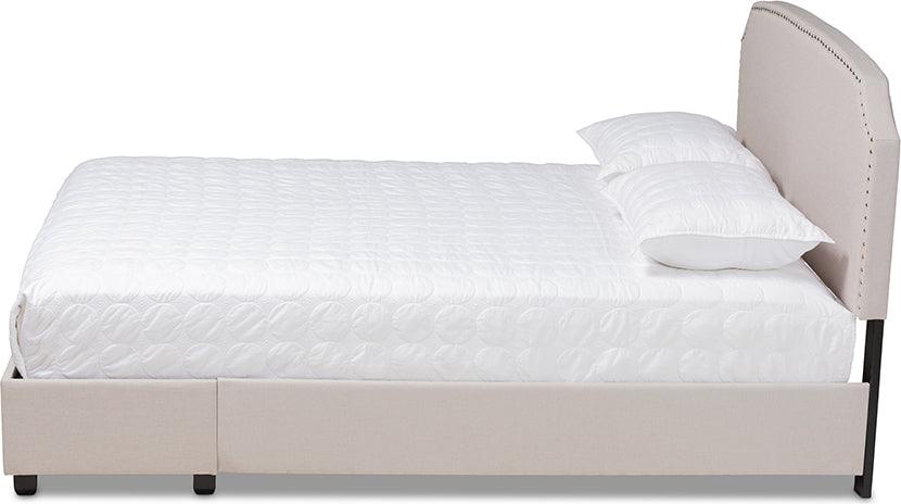 Wholesale Interiors Beds - Larese Beige Fabric Upholstered 2-Drawer Queen Size Platform Storage Bed