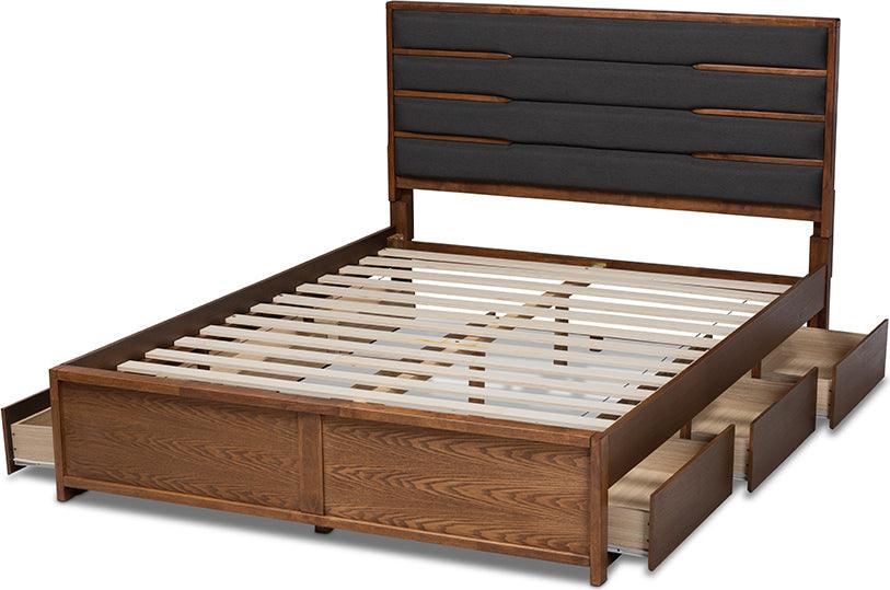 Wholesale Interiors Beds - Elin Queen Storage Bed Dark Gray & Walnut