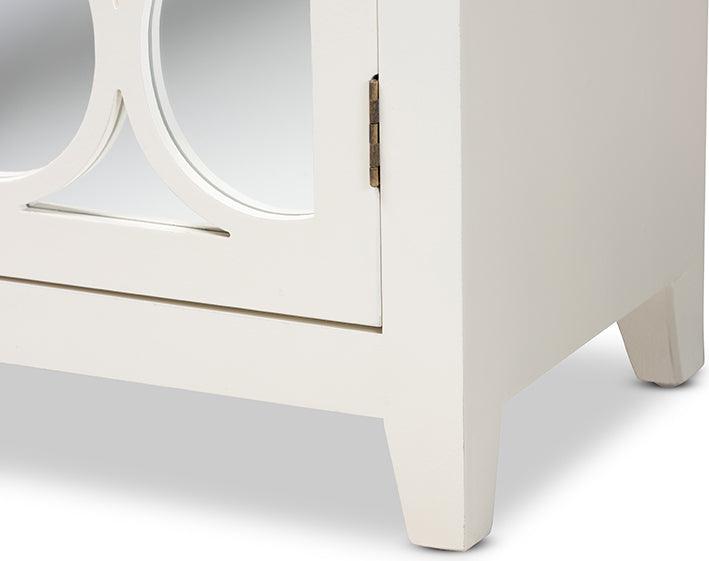 Wholesale Interiors Buffets & Sideboards - Garcelle White Finished Wood and Mirrored Glass 2-Door Sideboard