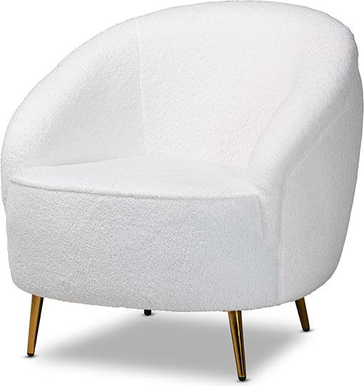Wholesale Interiors Accent Chairs - Urian White Boucle Upholstered and Gold Finished Metal Accent Chair