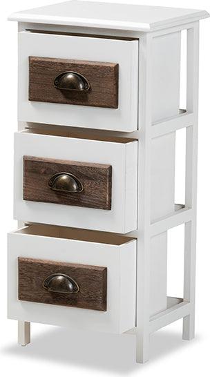 Wholesale Interiors Bedroom Organization - Fanning Modern and Contemporary Two-Tone White and Brown Wood 3-Drawer Storage Unit