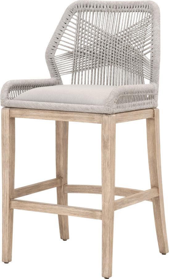 Essentials For Living Barstools - Loom Barstool Taupe & White Flat Rope, Pumice, Natural Gray Mahogany